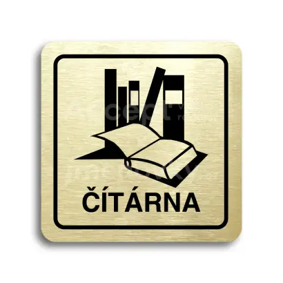 Piktogram "čítárna" - zlatá tabulka - černý tisk