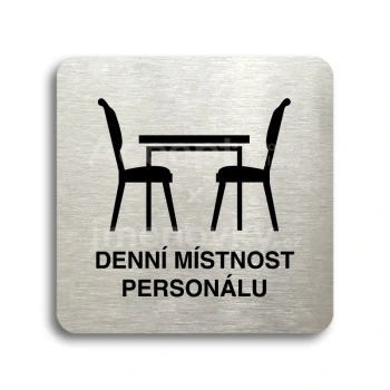 Piktogram "denní místnost personálu" - stříbrná tabulka - černý tisk bez rámečku