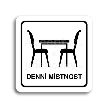 Piktogram "denní místnost" - bílá tabulka - černý tisk
