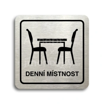 Piktogram "denní místnost" - stříbrná tabulka - černý tisk