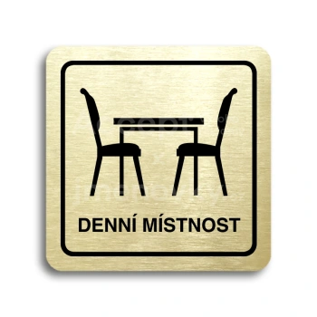Piktogram "denní místnost" - zlatá tabulka - černý tisk
