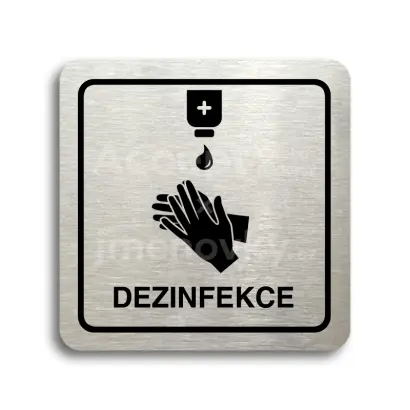 Piktogram "dezinfekce III" - stříbrná tabulka - černý tisk