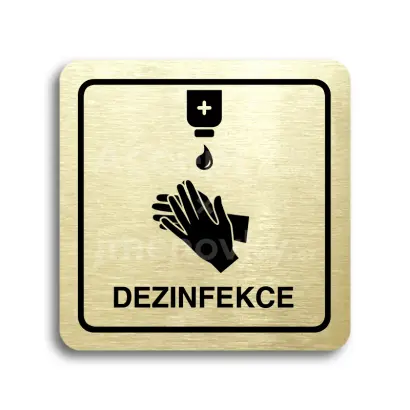 Piktogram "dezinfekce III" - zlatá tabulka - černý tisk