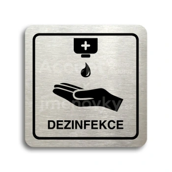 Piktogram "dezinfekce IV" - stříbrná tabulka - černý tisk
