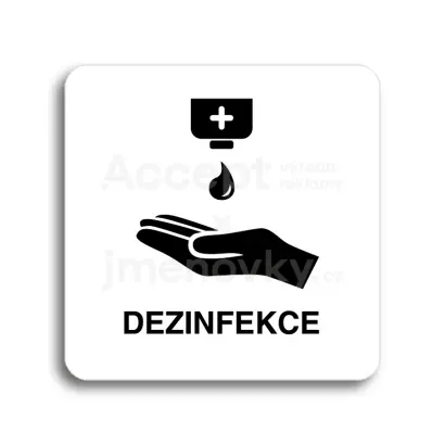 Piktogram "dezinfekce IV" - bílá tabulka - černý tisk bez rámečku