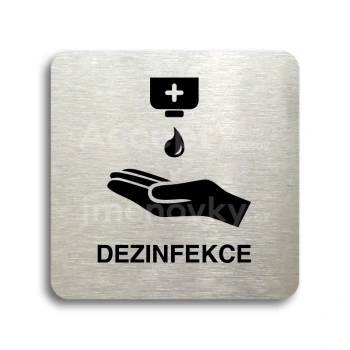 Piktogram "dezinfekce IV" - stříbrná tabulka - černý tisk bez rámečku