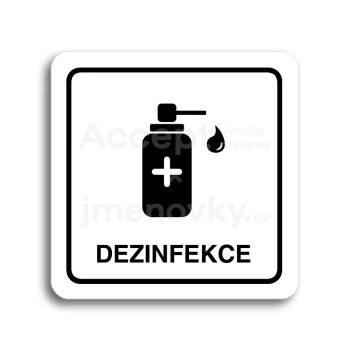 Piktogram "dezinfekce V" - bílá tabulka - černý tisk