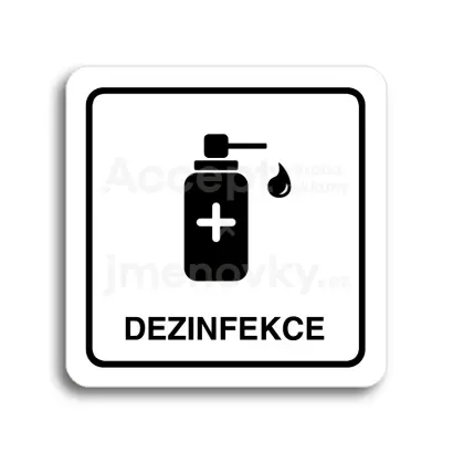 Piktogram "dezinfekce V" - bílá tabulka - černý tisk