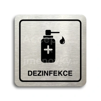 Piktogram "dezinfekce V" - stříbrná tabulka - černý tisk