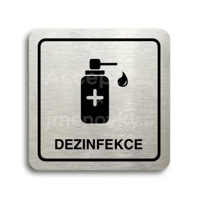 Piktogram "dezinfekce V" - stříbrná tabulka - černý tisk