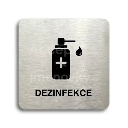 Piktogram "dezinfekce V" - stříbrná tabulka - černý tisk bez rámečku
