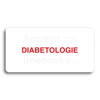 Piktogram "DIABETOLOGIE" - bílá tabulka - barevný tisk bez rámečku