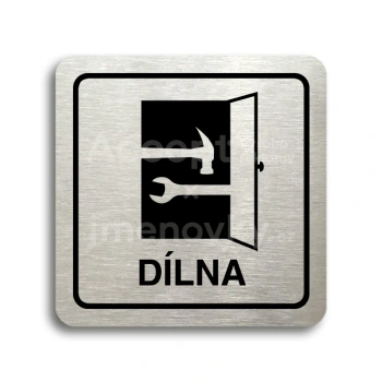 Piktogram "dílna" - stříbrná tabulka - černý tisk