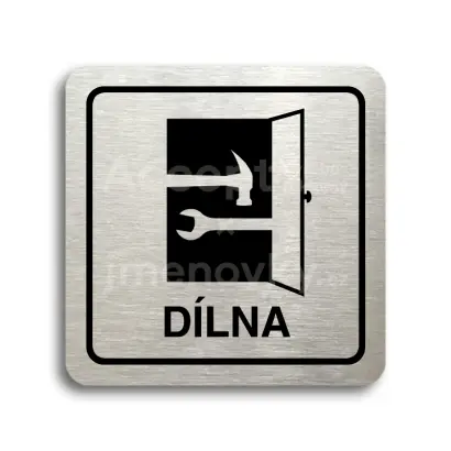 Piktogram "dílna" - stříbrná tabulka - černý tisk