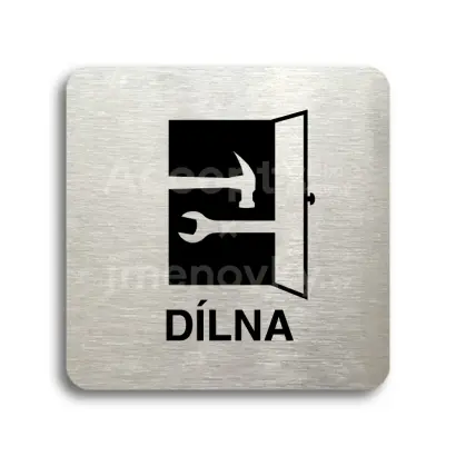 Piktogram "dílna" - stříbrná tabulka - černý tisk bez rámečku