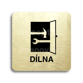 Piktogram "dílna" - zlatá tabulka - černý tisk bez rámečku