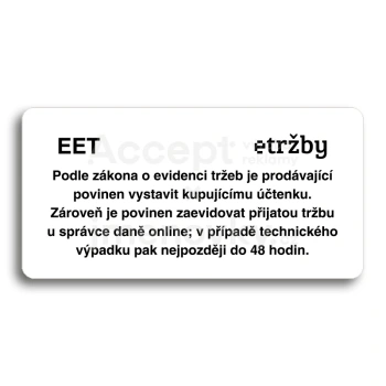 Piktogram "EET - běžný režim" - bílá tabulka - černý tisk bez rámečku