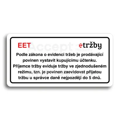 Piktogram "EET - zjednodušený režim" - bílá tabulka - barevný tisk