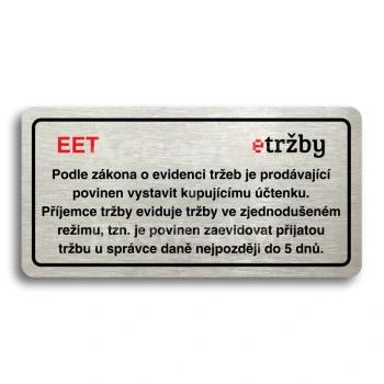 Piktogram "EET - zjednodušený režim" - stříbrná tabulka - barevný tisk