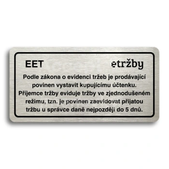 Piktogram "EET - zjednodušený režim" - stříbrná tabulka - černý tisk