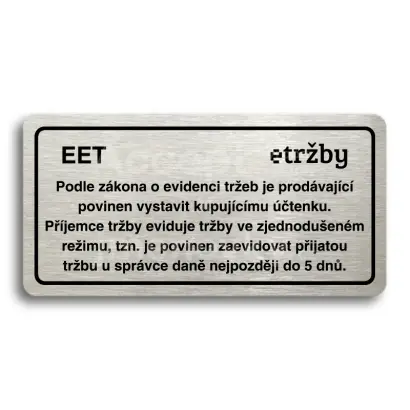 Piktogram "EET - zjednodušený režim" - stříbrná tabulka - černý tisk