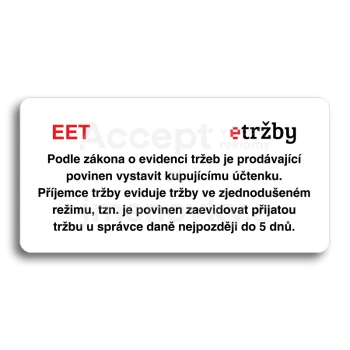 Piktogram "EET - zjednodušený režim" - bílá tabulka - barevný tisk bez rámečku