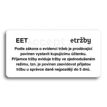 Piktogram "EET - zjednodušený režim" - bílá tabulka - černý tisk bez rámečku