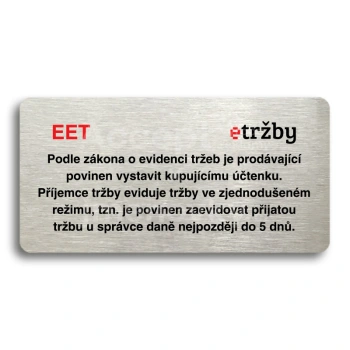 Piktogram "EET - zjednodušený režim" - stříbrná tabulka - barevný tisk bez rámečku