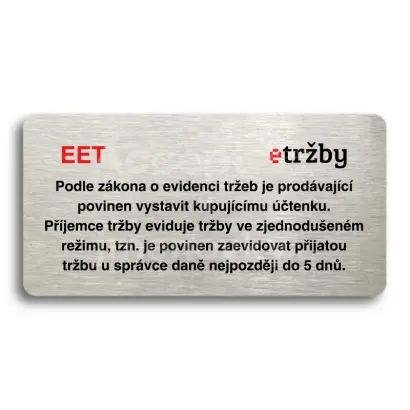 Piktogram "EET - zjednodušený režim" - stříbrná tabulka - barevný tisk bez rámečku