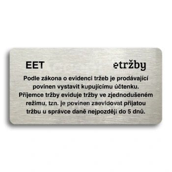 Piktogram "EET - zjednodušený režim" - stříbrná tabulka - černý tisk bez rámečku