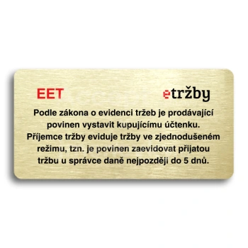 Piktogram "EET - zjednodušený režim" - zlatá tabulka - barevný tisk bez rámečku