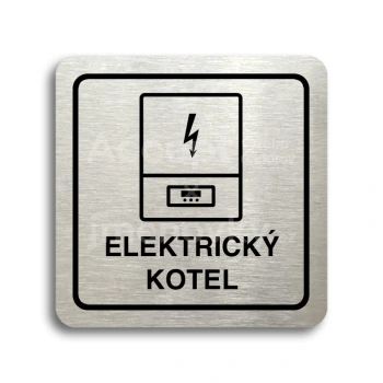 Piktogram "elektrický kotel" - stříbrná tabulka - černý tisk