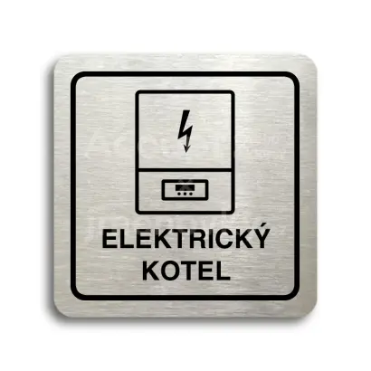 Piktogram "elektrický kotel" - stříbrná tabulka - černý tisk