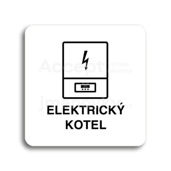 Piktogram "elektrický kotel" - bílá tabulka - černý tisk bez rámečku