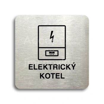 Piktogram "elektrický kotel" - stříbrná tabulka - černý tisk bez rámečku