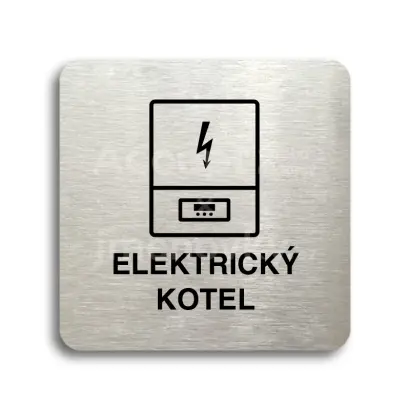 Piktogram "elektrický kotel" - stříbrná tabulka - černý tisk bez rámečku