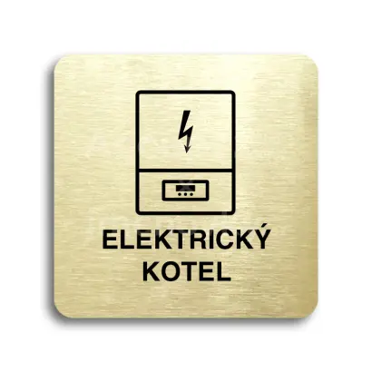 Piktogram "elektrický kotel" - zlatá tabulka - černý tisk bez rámečku