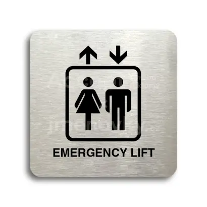 Piktogram "emergency lift" - stříbrná tabulka - černý tisk bez rámečku
