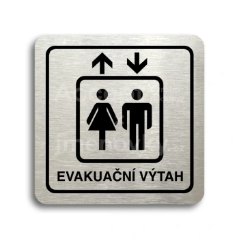 Piktogram "evakuační výtah" - stříbrná tabulka - černý tisk