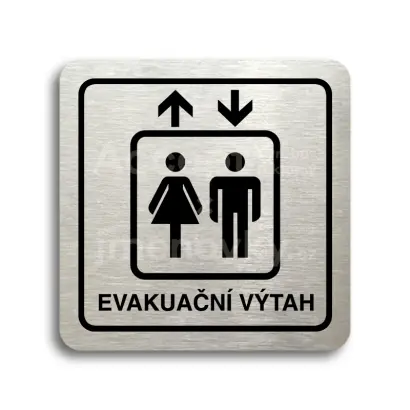 Piktogram "evakuační výtah" - stříbrná tabulka - černý tisk
