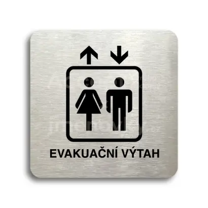 Piktogram "evakuační výtah" - stříbrná tabulka - černý tisk bez rámečku