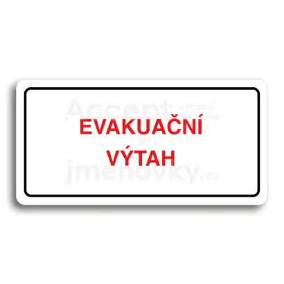 Piktogram "EVAKUAČNÍ VÝTAH" - bílá tabulka - barevný tisk