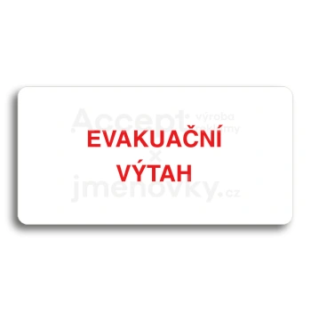 Piktogram "EVAKUAČNÍ VÝTAH" - bílá tabulka - barevný tisk bez rámečku