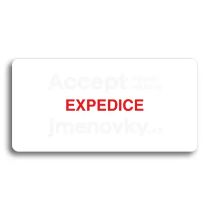 Piktogram "EXPEDICE" - bílá tabulka - barevný tisk bez rámečku