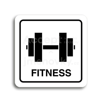 Piktogram "fitness II" - bílá tabulka - černý tisk