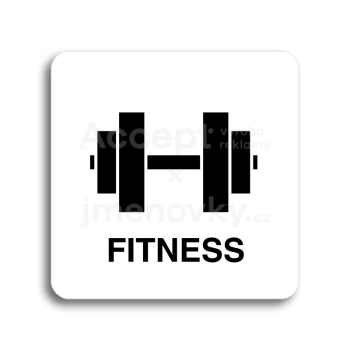 Piktogram "fitness II" - bílá tabulka - černý tisk bez rámečku