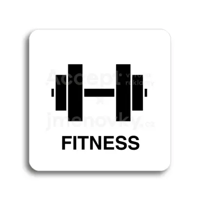 Piktogram "fitness II" - bílá tabulka - černý tisk bez rámečku
