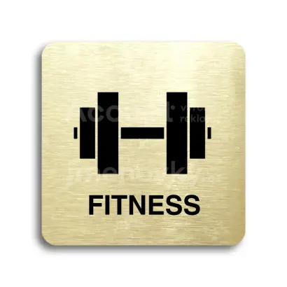 Piktogram "fitness II" - zlatá tabulka - černý tisk bez rámečku