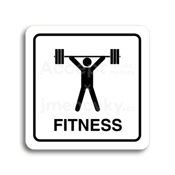 Piktogram "fitness III" - bílá tabulka - černý tisk