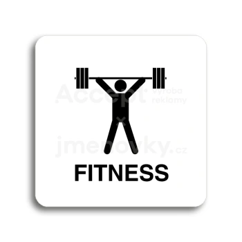 Piktogram "fitness III" - bílá tabulka - černý tisk bez rámečku
